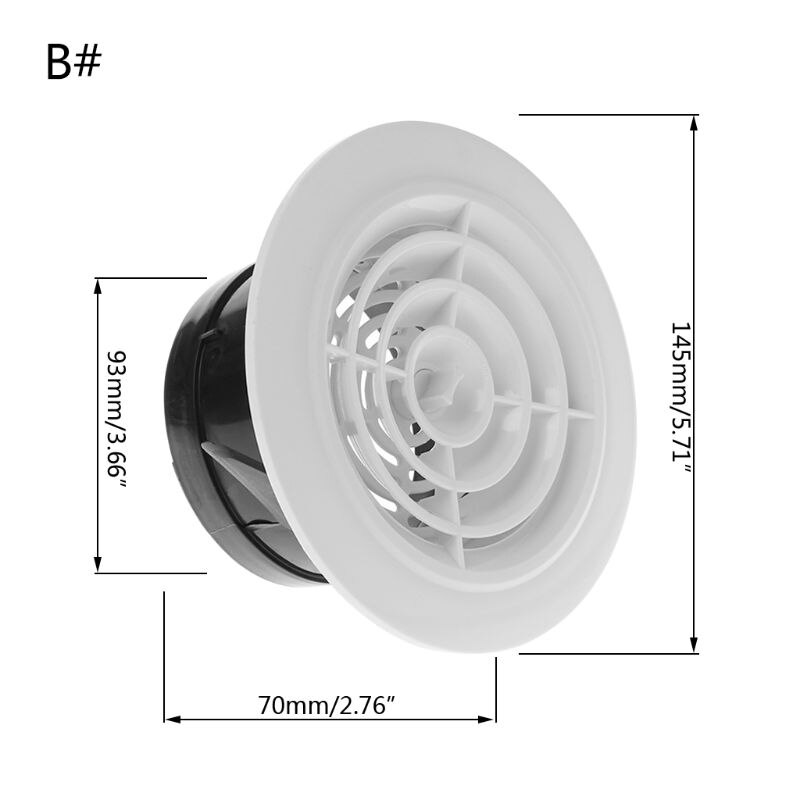Air Vent Extract Valve Grille Round Diffuser Ducting Ventilation Cover 100mm: B