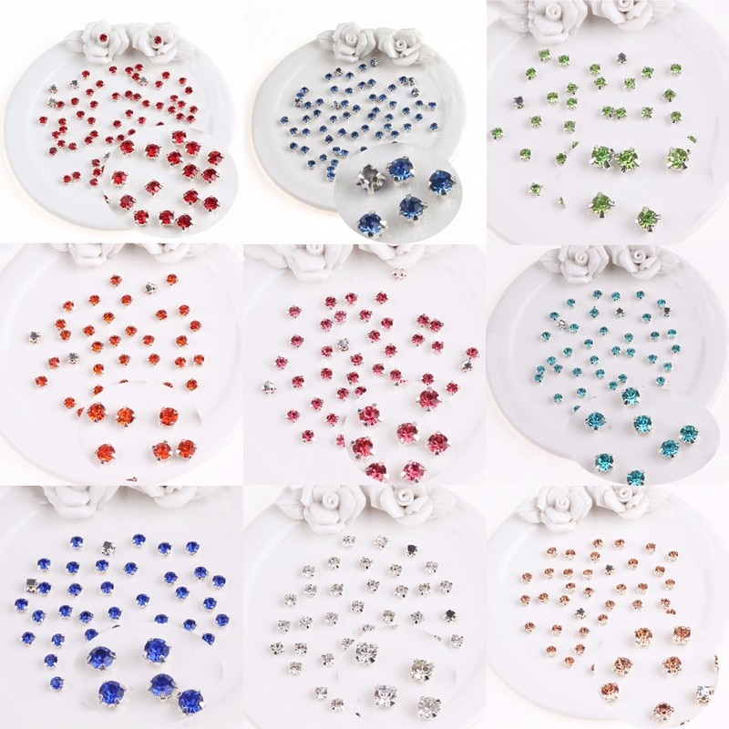 Pulaqi 4mm 100 stks Glas Steentjes Naaien Diamant Vorm Voor Kleding Naald Sticker Op Applique Naaien Voor Kleding bruiloft Decor F