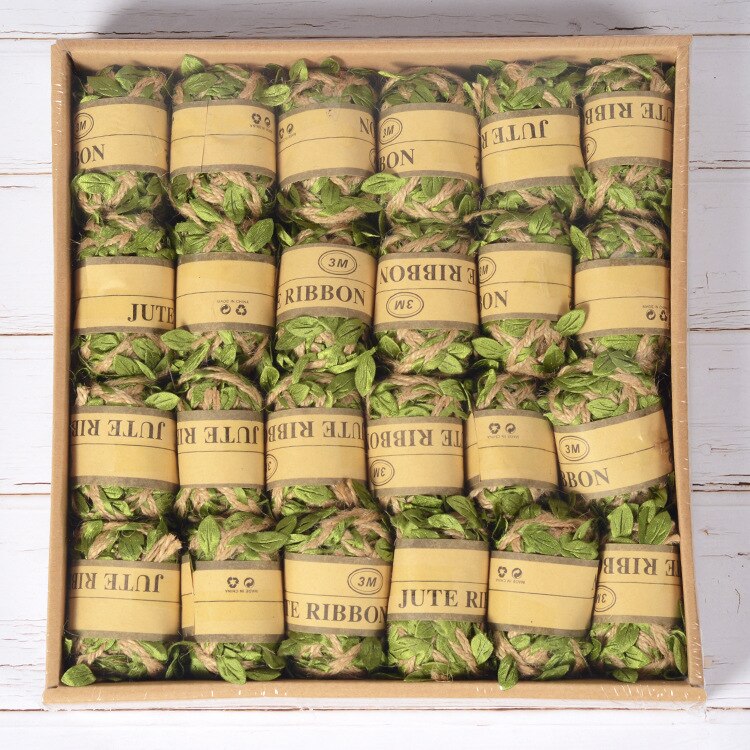 24Pcs Natuurlijke Jute Twine String Roll Voor Kunstwerken Diy Ambachten Cadeaupapier: 3meters leaf A