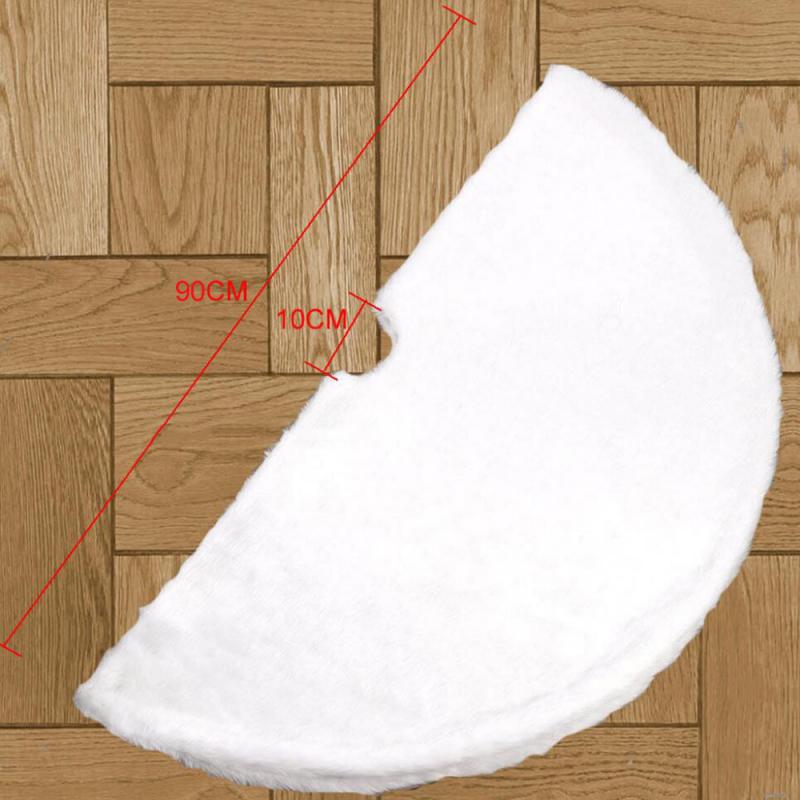 1 stk 78/90cm hvide plys juletræ nederdele pels tæppe glædelig juledekoration til hjem træ nederdele år dekorationer: Stor 90cm