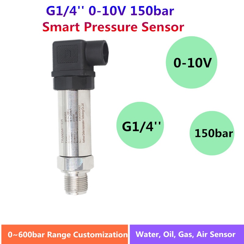 0-10v trykksensor , 0.1 bar /10 bar /145 psi måler , 24v tilførsel , g1/4 &quot;, trykk 0.2 bar , 1 bar , 20 bar , 50 bar , 100 bar , 150 bar