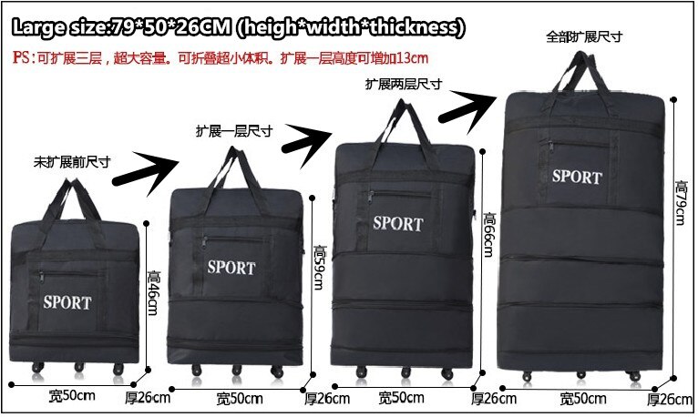 sac gonflable imperméable à l'eau Portable valise de voyage sac gonflable unisexe extensible sacs à bagages pliants avec des sacs de nuit de roue pendant la nuit