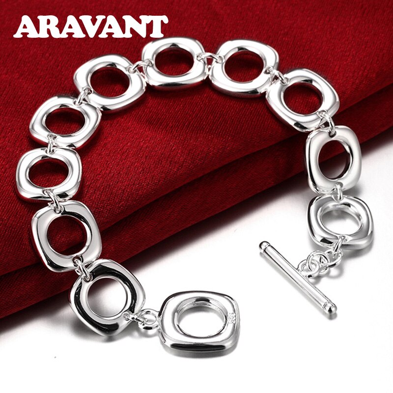 925 Silver Square Toggle Clasp Bracelets Chains For Men Silver Jewelry