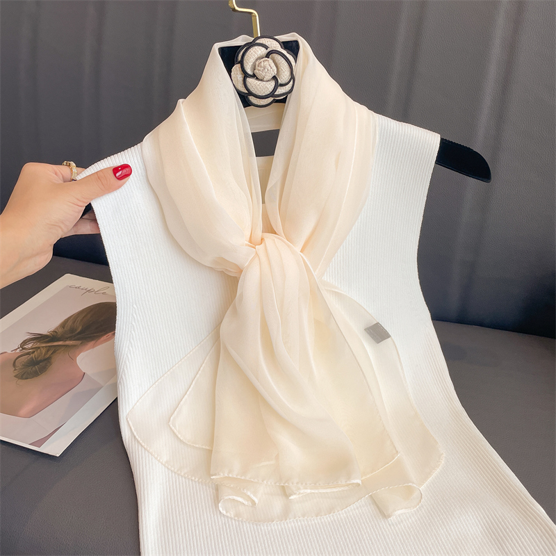 Moda chiffon macio sólido cachecol xale moda decorar cachecóis respirável proteção solar elegante senhora versátil bandana