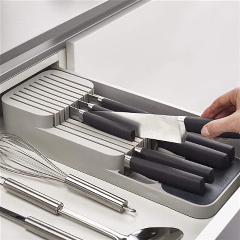 Cutlery Storage Box Plastic Knife Block Holder Drawer Knives Forks Spoons Storage Rack Knife Stand Cabinet Tray Kitchen Organize