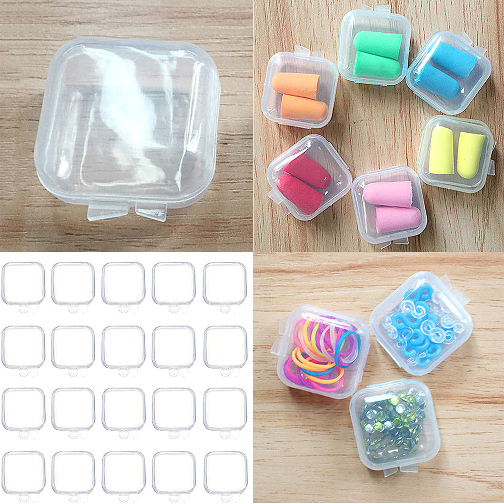 20/30/50 pièces en plastique petite boîte carrée avec bouchon d'oreille boîte de poisson crochet boîte Mini boîte de rangement et organisateur