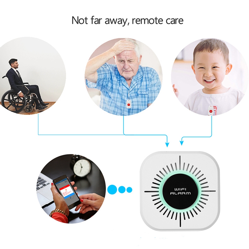 Draadloze Verzorger Alert Systeem Patiënt Sos Belknop Ouderen Helpen Pager Emergency Alarm Home Security Smart Phone App Contr
