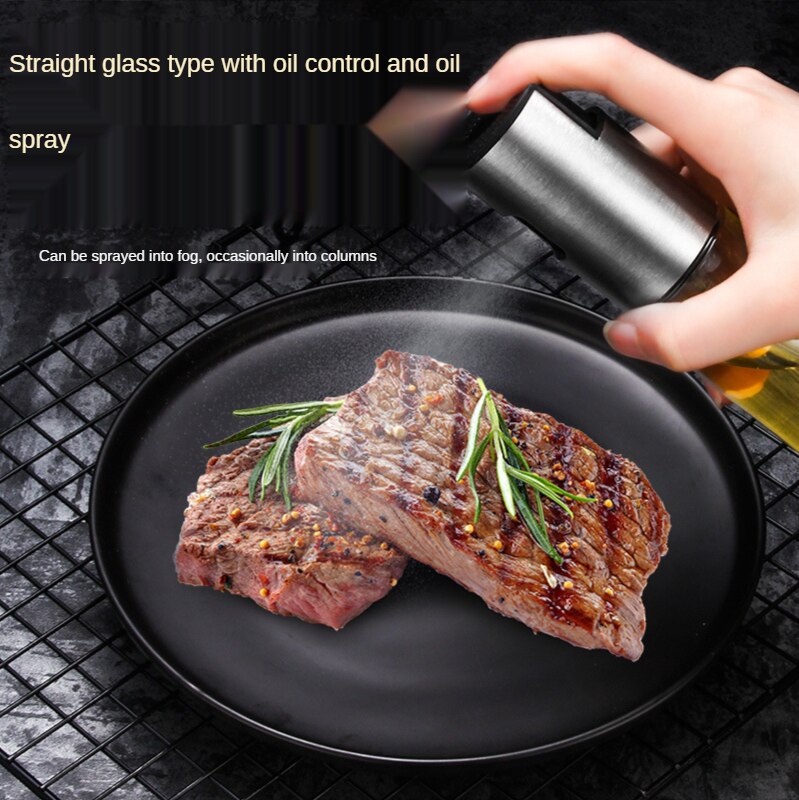 Olive Oil Spray Bottle Pump Oil Pot Grill BBQ Sprayer Stainless Glass Oil Dispenser BBQ Kitchen Accessories
