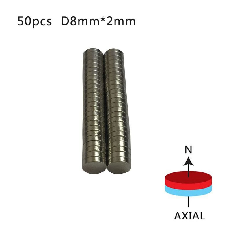 10 - 100 Stuks 8Mm X 2Mm Zeldzame Aarde Ndfeb Magneet Neodymium N50 Disc Ronde Cilinder Magneten: 50pcs