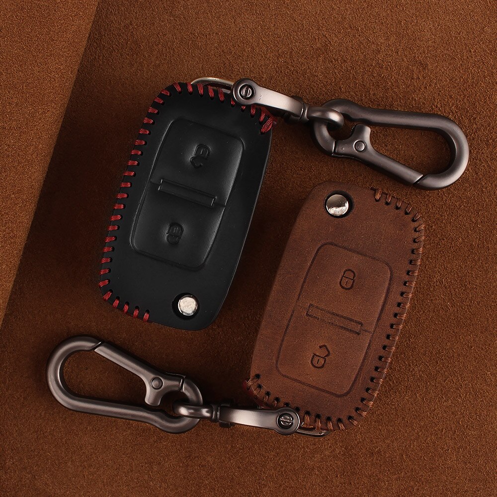 KEYYOU Leather Car Key Case Remote Key Cover For VW Volkswagen Amarok Polo Golf MK4 Bora Jetta Altea Alhambra Fob Key