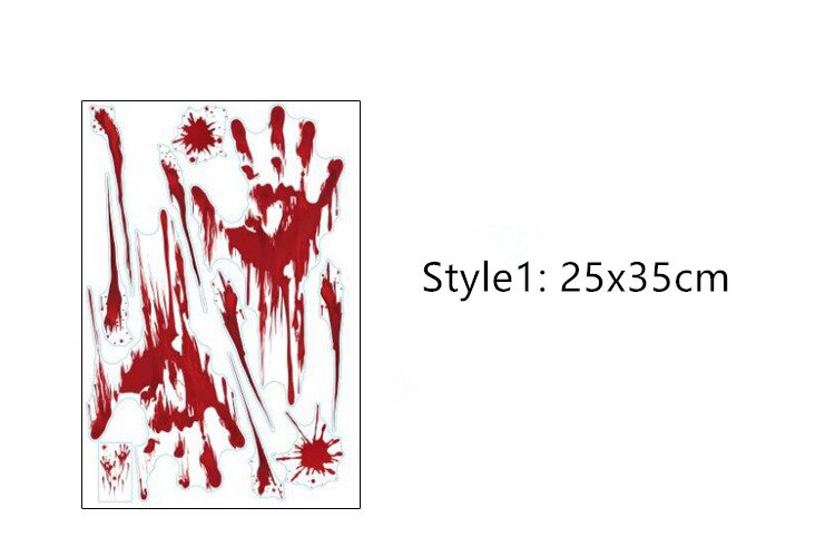 Autocollant mural avec impression de sang à la main, décorations d'halloween, autocollant avec empreinte de sang, chauve-souris de pâques: 1