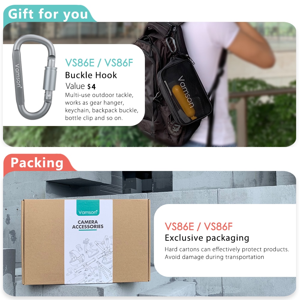 Vamson for Gopro Hero 8 7 6 5 4 Black for Xiaomi Yi 4K Lite for DJI OSMO Action Camera Waterproof Case Bag for SJCAM Eken VS86