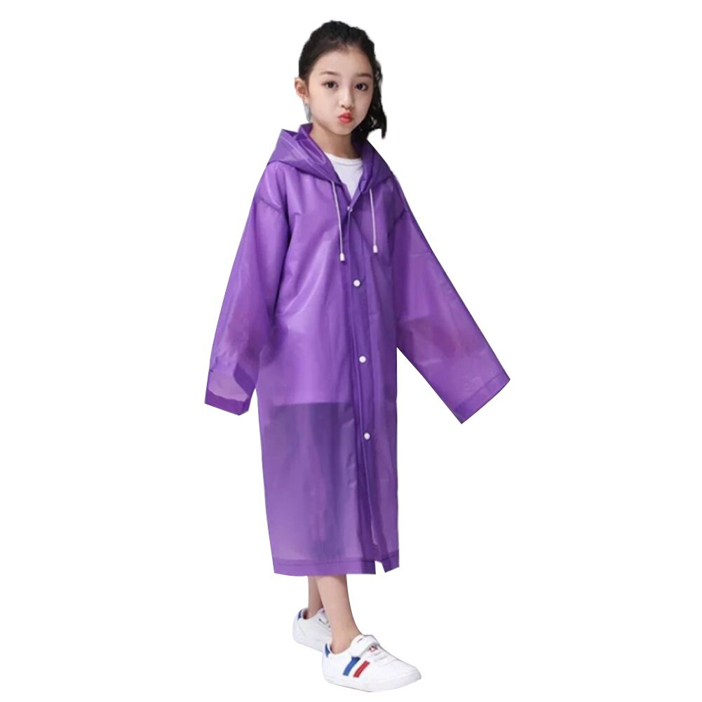 Adult/Kid Wegwerp Waterdichte Jas Clear Pvc Regenjas Regenjas Hooded Poncho Regenkleding: kid purple