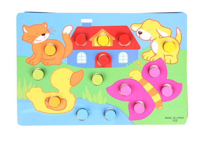 Colorful Cognition Board Montessori Kids Educational Toy Children Jigsaw Puzzle Toys Color Shape Match Game Board Baby Toy GYH: Animal