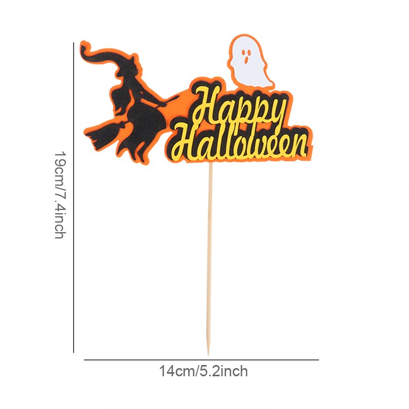 Joyeux anniversaire citrouille château Halloween thème gâteau Grimace Bat sorcière enfants enfants gâteau Topper Insertion fournitures décoration: 1pcs-F