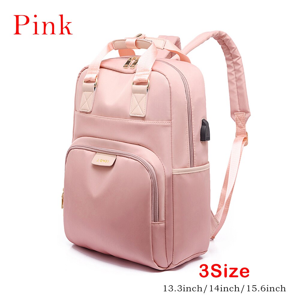 Mochila JODIMITTY impermeable para ordenador portátil, mochila de para mujer, mochila de 13-15,6 pulgadas, mochila para mujer y hombre, tela Oxford, negro y rosa: pink / 15.6 inch