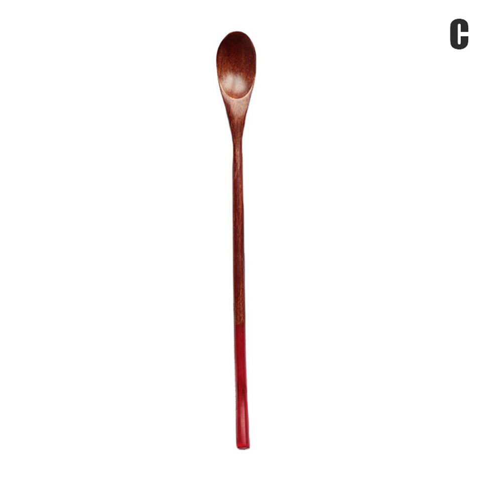 Cucharas de madera con mango largo Natural, cucharas de madera agitadora para beber, postre, miel, café, cocina, utensilios de madera, vajilla: C
