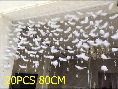 Rideau de séparation en perles de cristal, produit fini, rideau de décoration pour l'entrée, rideau en plumes de perles: 20pcs 80cm