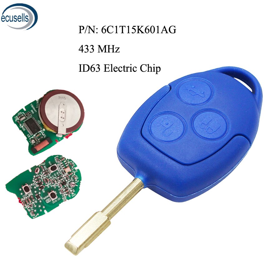 Clé télécommande à 3 boutons 433MHz ID63, puce électrique pour Ford Transit WM VM 2006 P/N: FO21 Blade