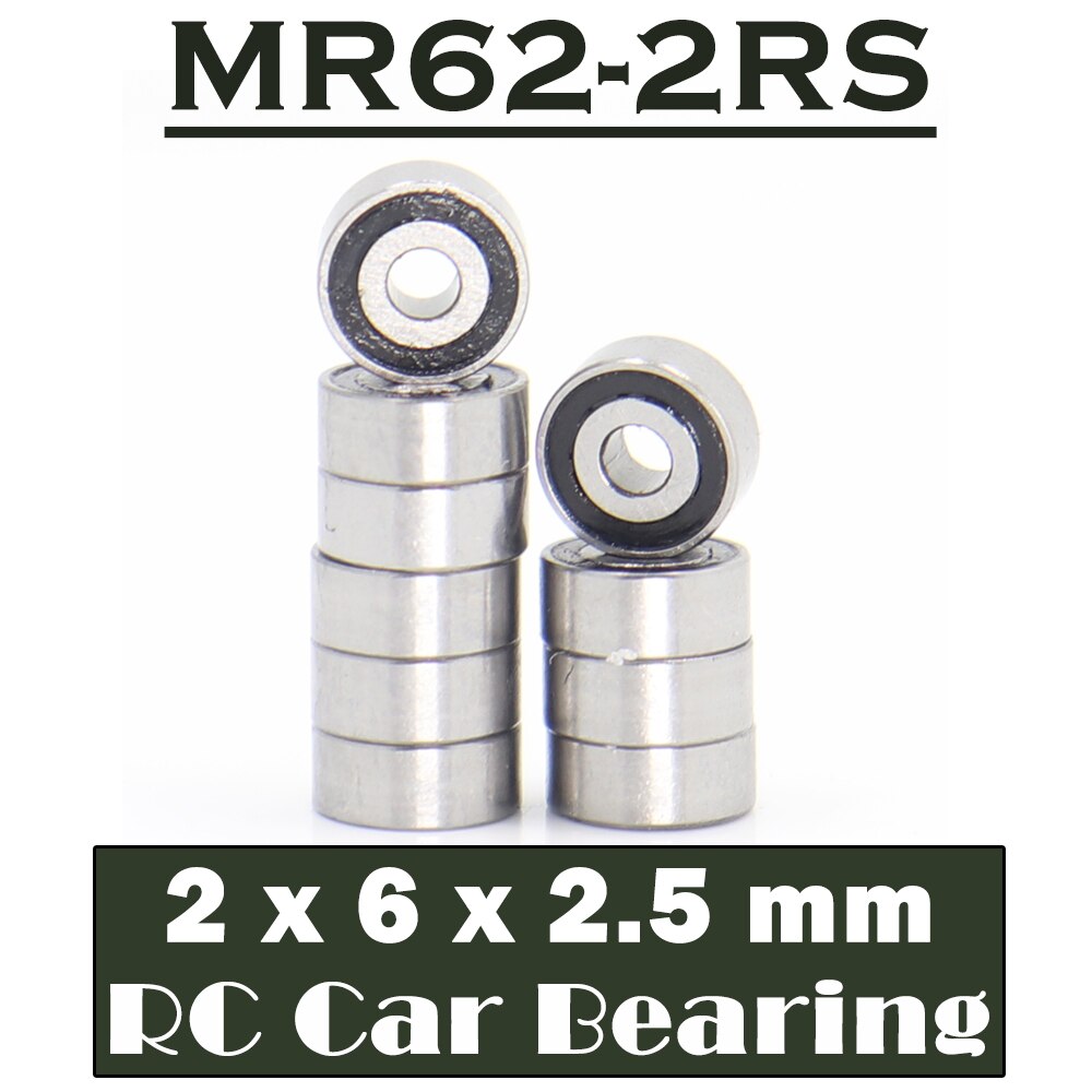 MR62RS Bearing ( 10 PCS ) 2*6*2.5 mm ABEC-7 Hobby Electric RC Car Truck MR62 RS 2RS Ball Bearings MR62-2RS Black Sealed