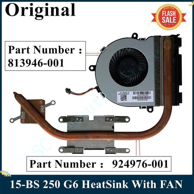 LSC For HP 15-BS 250 G6 Laptop Cooler Radiator HeatSink With FAN 924976-001 813946-001 DA28000GAR0 100% Tested Fast Ship: HeatSink with Fan