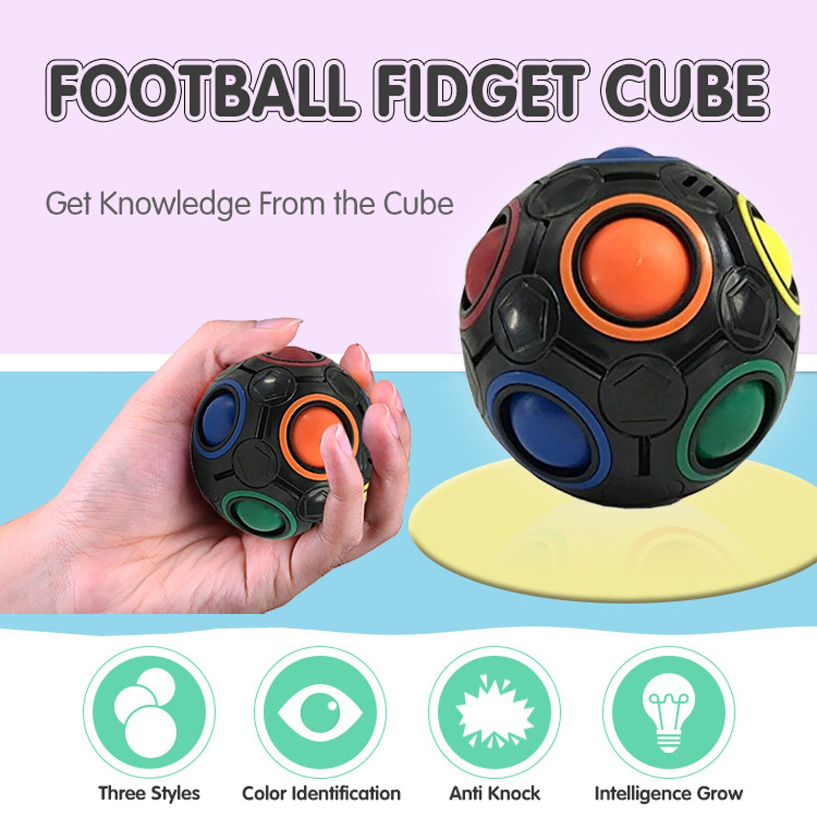 Magic Ball Toy Fidget Rainbow Puzzle Magic Ball For Concentration Kids Stress Reliever Magic Rainbow Ball For Kids#y30