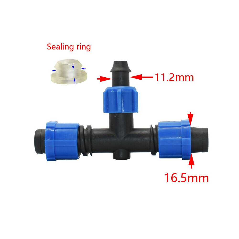 1pc 16mm 5/8'' Irrigation Drip Tape Connectors Tee Garden Tap Threaded Lock Hose Splitter 1/2 3/4 Thread 2/3-Way Tube Joints: D