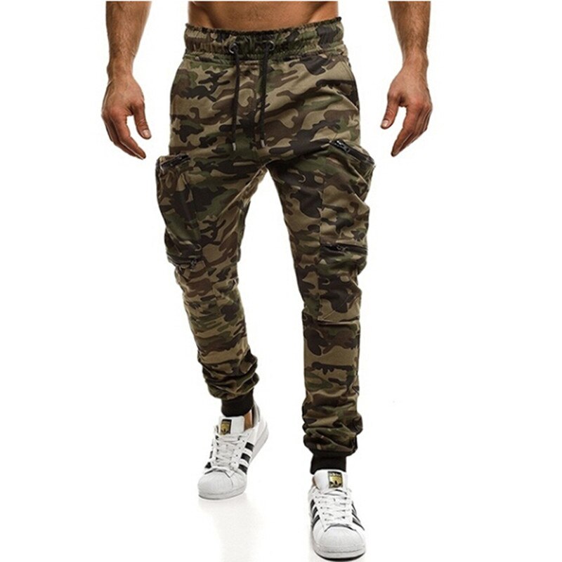 European And American Fitness Sportswear Pant Pocket Stitching Casual Harem Pants Camouflage Pleated Trousers