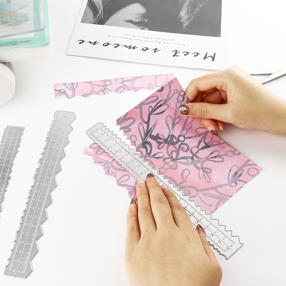 3 rodzaje uniwersalnych linijek robić wycinania papieru i metalowych matryc robić wycinania Deckle krawędź Liniarki robić DIY Scrapbooking rękodzieło papier karty