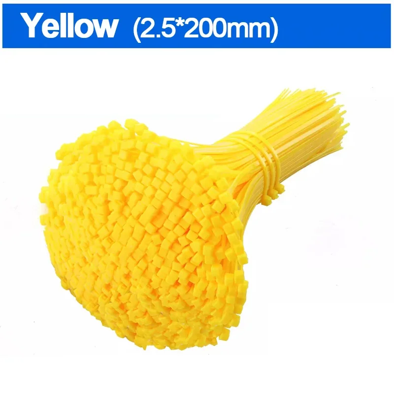 Cabos de náilon de plástico zip laços multi-purpose auto travamento cabo laços cinta fixação laço reutilizável fio envoltório para escritório em casa: 3x100mm / YELLOW