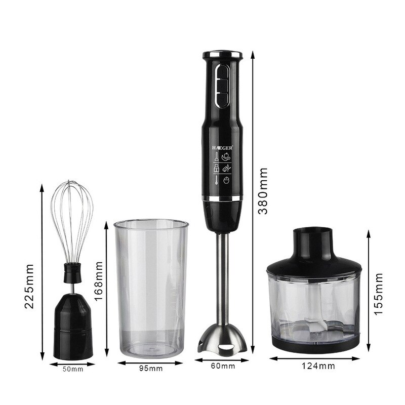 Mixeur en acier inoxydable 4 en 1,mélangeur de légumes, hachoir de viande de 500ml à fouet de 800 ml, tasse pour smoothie,