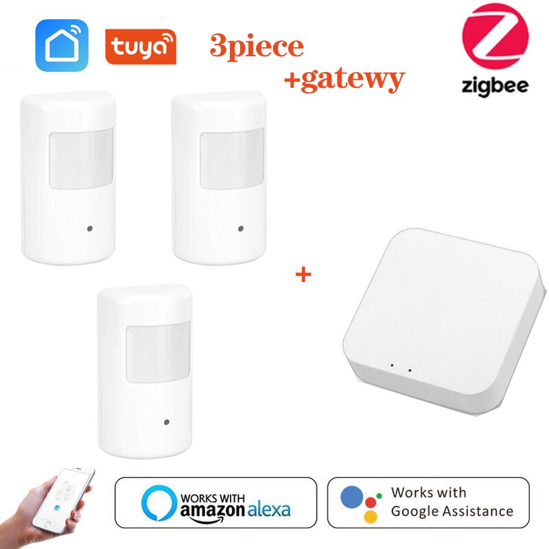 Tuya Zigbee Human Body Sensor Wireless Smart Body Movement PIR Motion Sensor Zigbee 3.0 Use With Gateway Tuya Smart Life App: 3pc add gateway