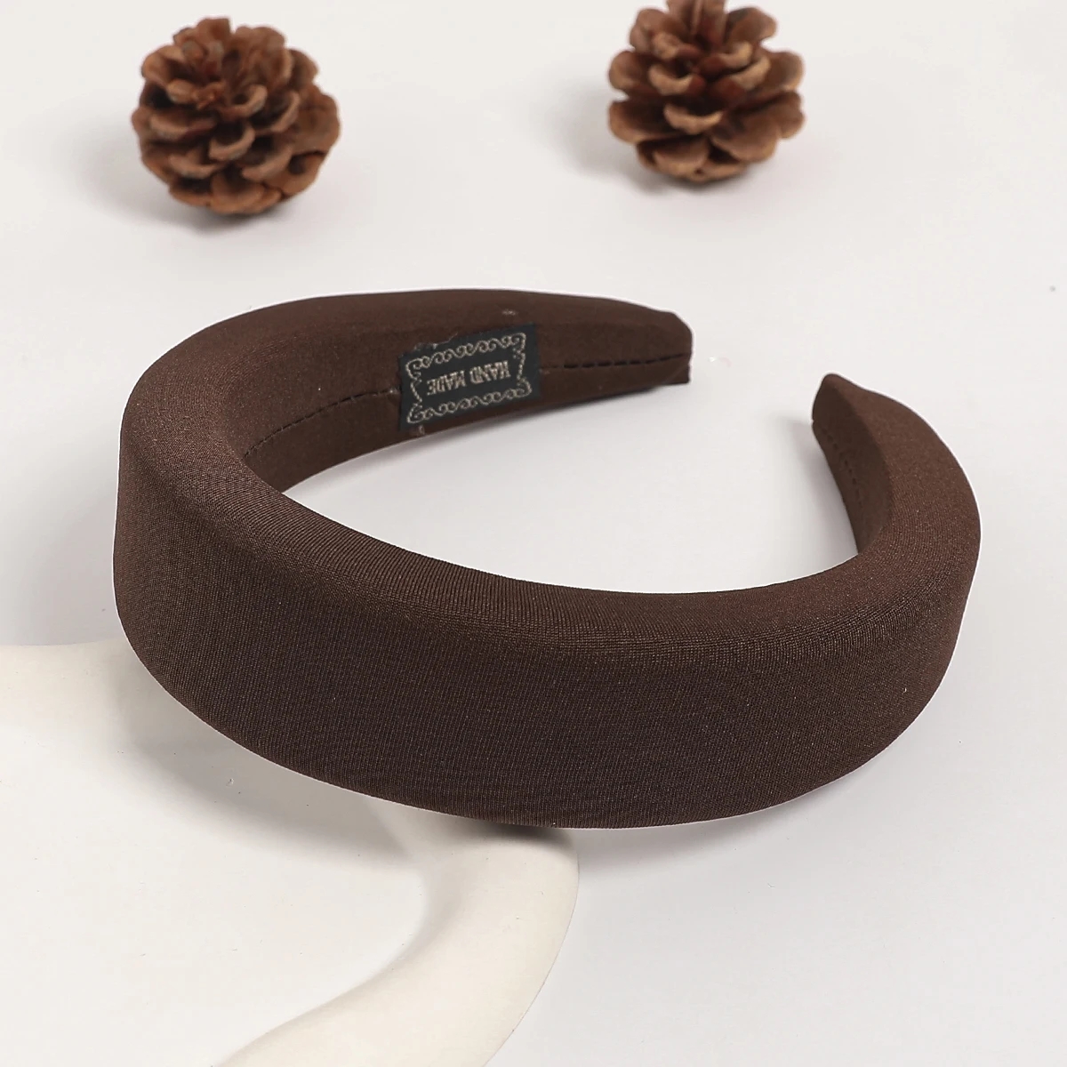 Nuevas diademas acolchadas de para mujer, diademas de bisel ancho, diadema gruesa antideslizante de esponja para niñas, accesorios para el cabello de: Beige