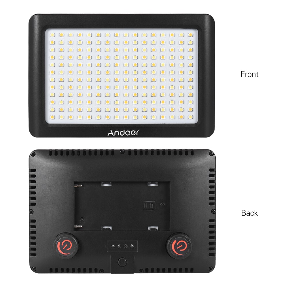 Andoer Mini Portable LED Light Panel Lamp Dimmable Studio Video Photography 3200K/6000K 192pcs Beads for Canon Nikon Camcorder