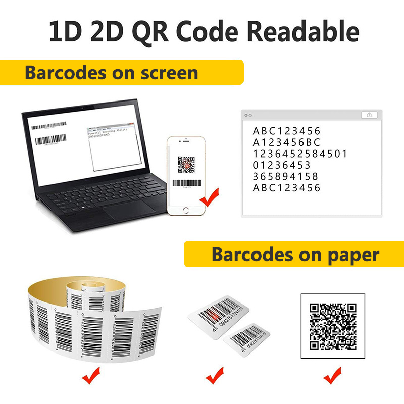 Handheld kabellos Barcode Scanner 2,4G 1D 2D Bluetooth verdrahtet Bar Code Leser Unterstützung QR Code PDF417 Daten Matrix Für supermarkt