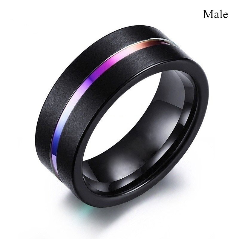 Liebhaber Ring Trendy Regenbogen Hartmetall Männer der Ring Nette Frauen Lila Zirkonia Ringe Set Für Hochzeit Ring Liebe: 13 / Male