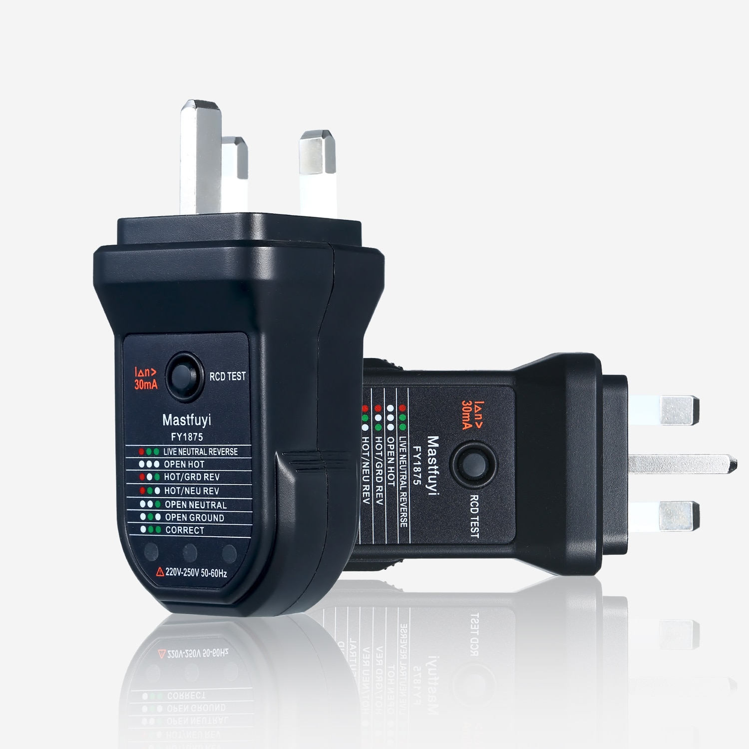 RCD Electric Socket Tester Automatic Neutral Live Earth Wire Electric Circuit Polarity Detector W/ 7 LED Light Leakage Test