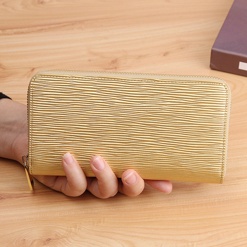 Portefeuille en croûte de cuir jaune pour femmes, pochette à fermeture éclair, Style japonais: Or