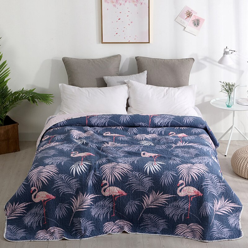 Tegneserie sommer dobbelt etterslep vattert tynn dyne quilt sengeteppe kaster teppe quilting tepper rutete bomull 1pc# sw
