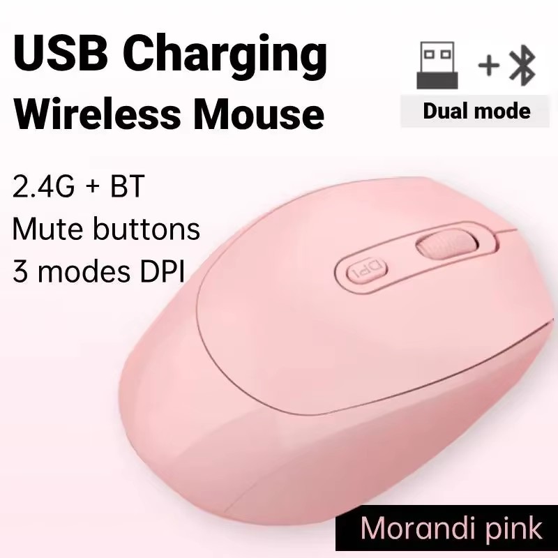 Draadloze muis Oplaadbare gamermuis Dubbele modi Bluetooth-compatibel 2.4G USB Mute-muizen voor laptop Pad Tablet Macbook Mause: green