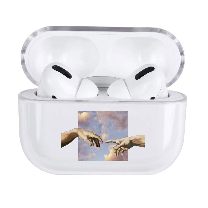 Funda rígida con letras de dibujos animados para Apple Airpods 2, funda de lujo para auricular transparente, caja sencilla y bonita para airpod Pro