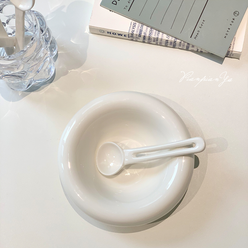 Plato occidental de cerámica blanca pura de forma especial para cena, cuencos para ensalada, postre, fruta, cereales, desayuno, sopa, platos de cocina