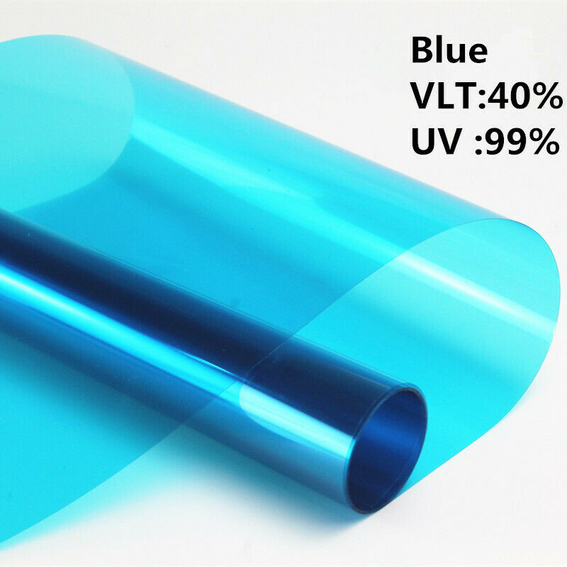 Blå farvede vinduesfolier dekorativ solfarvet film selvklæbende vinylfilm hjemmeindkøbscenter glas 99%  uv-sikker med størrelse 45 cmx 200cm