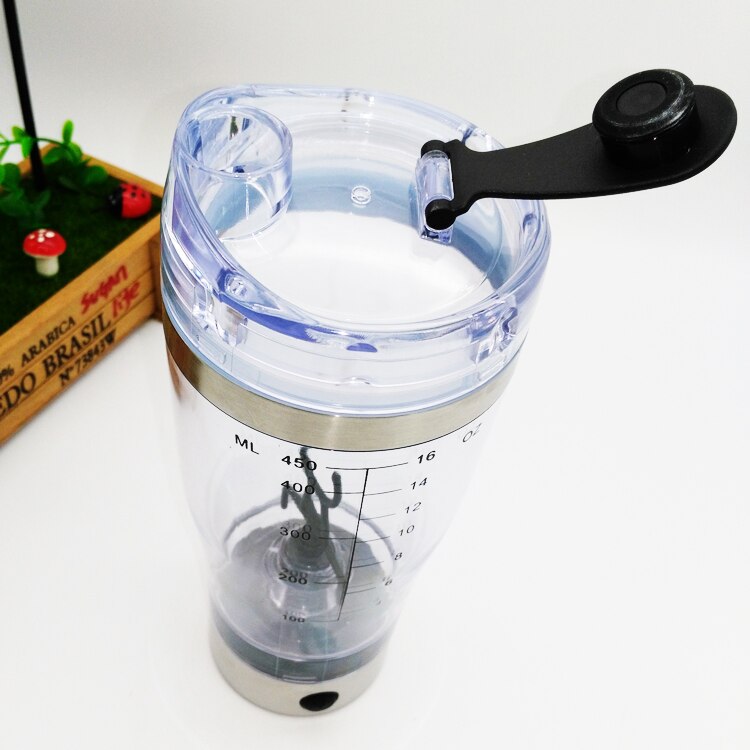 protein shaker blender water bottle automatic movement vortex tornado 450ml BPA free detachable smart mixer bottle