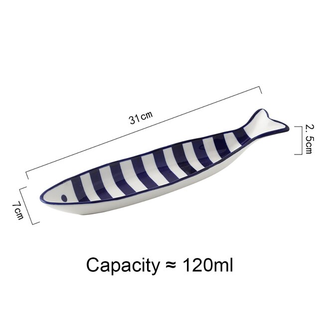 Irregular Fish Shape Ceramic Plate Rectangle Solid Glaze Steaming Fish Tray Porcelain Dinner Plate Household Dish: 11