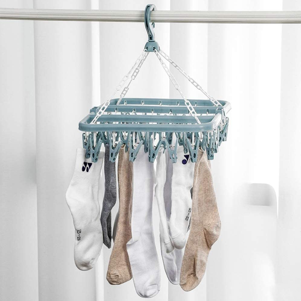 Kleding Drooghanger Met 32 Clips / 8 Clips Sokken Ondergoed Drogen Opvouwbaar Wasrek