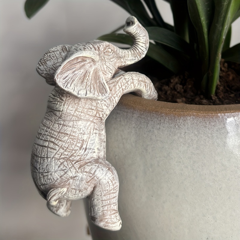 Maceta colgante de elefante, decoración encantadora para balcón y jardín, escultura de animal adorable, Ideal para amantes de los elefantes, 1 ud.