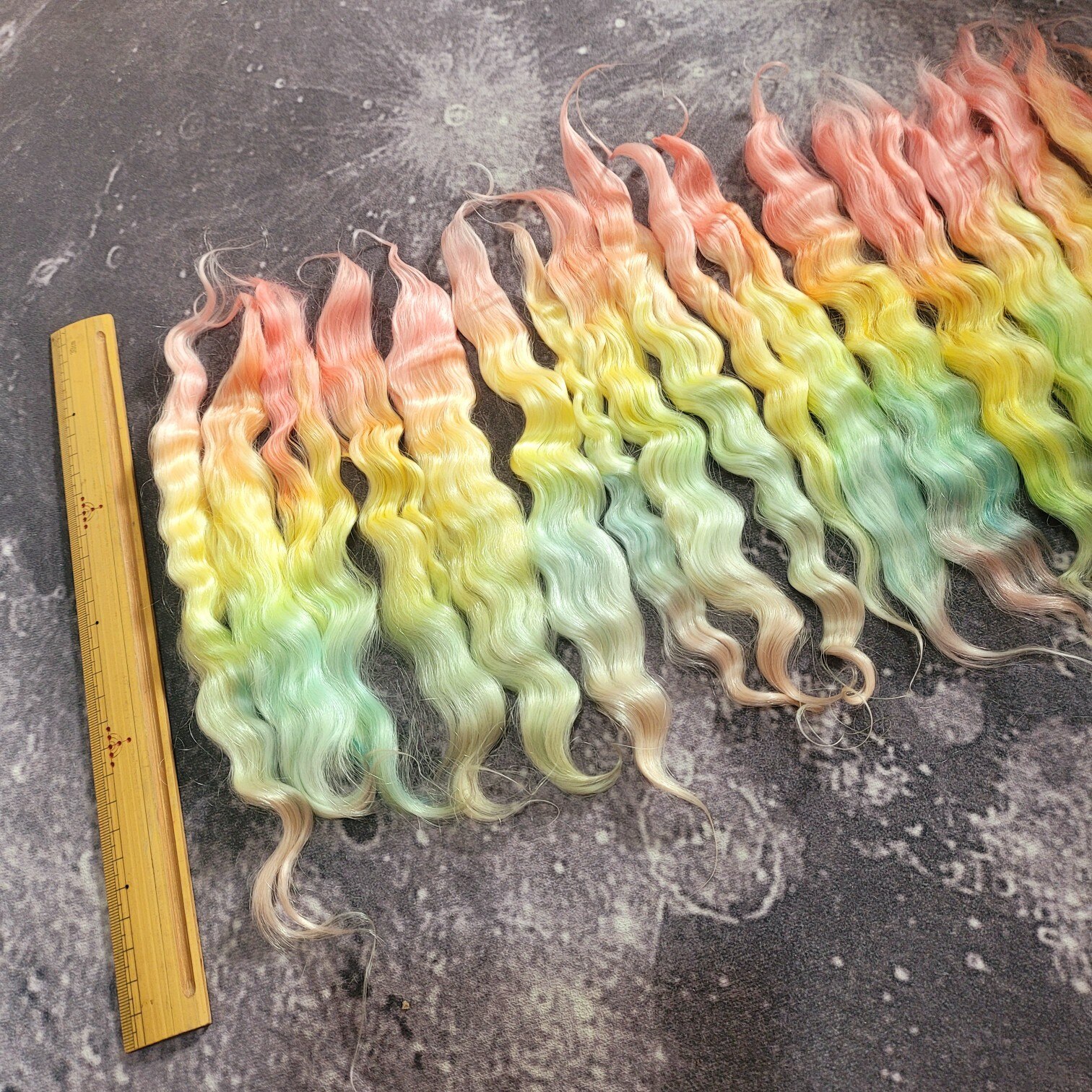 Perruque mohair peignée en laine russe Angora, bouclée, couleur arc-en-ciel, 5g/10g, pour jouets diy