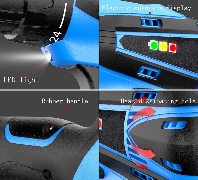 HIMOSKWA Lithium electric drill charging hand drill small hand gun drill multifunctional household electric screwdriver