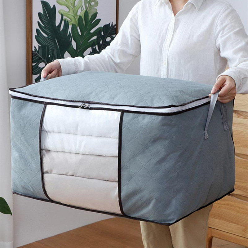 Sac De voyage De grande capacité sac De rangement De vêtements Non tissés sac De finition De couette translucide sac De vêtements ménagers Bolsa De Viaje